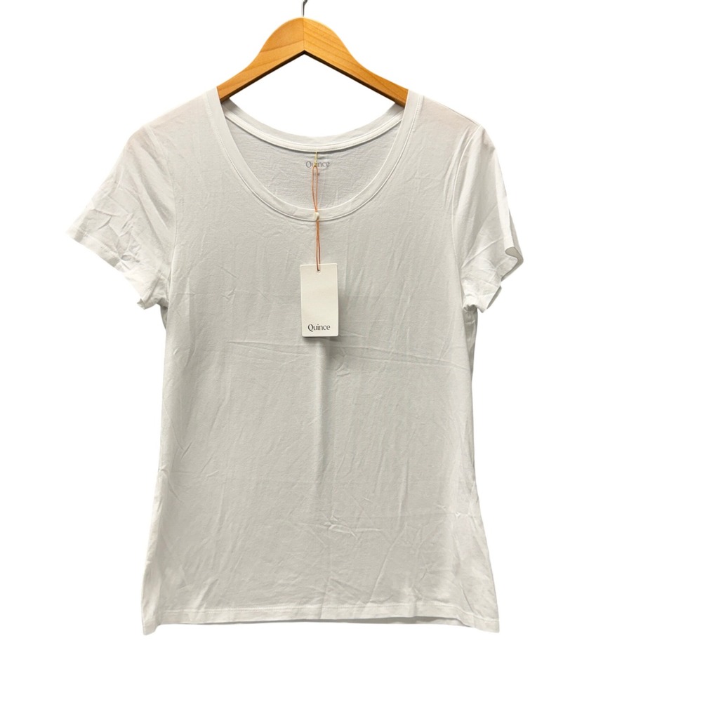 Quince Scoop Neck Tee Womens Medium Cotton Modal White Essential T-Shirt NEW